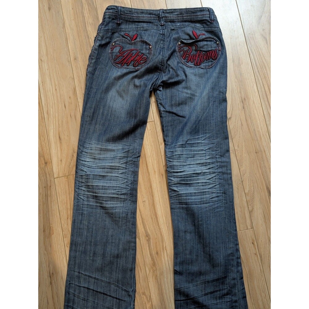 Vintage Y2K Apple Bottoms Jeans Womens 9/10 Low Rise Bootcut Embroidered Pockets - Picture 7 of 16